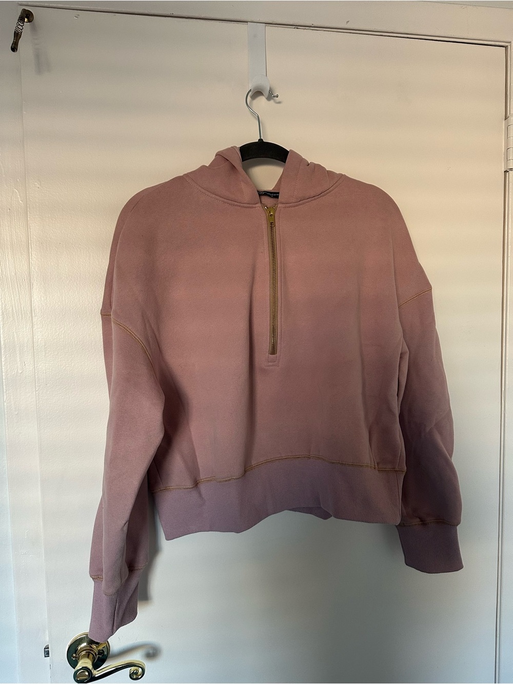 Dusty Rose Half-Zip Hoodie Sweater